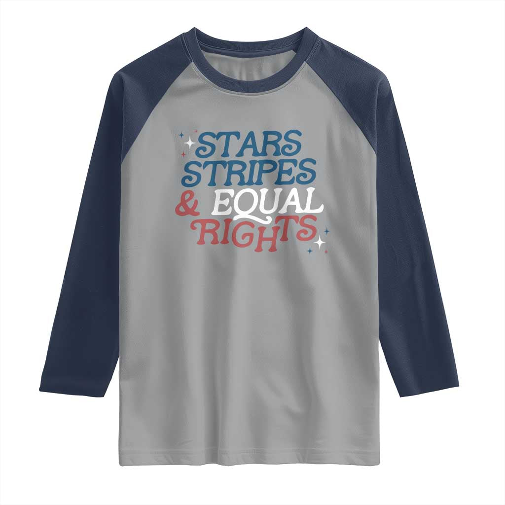 Stars Stripes And Equal Rights Raglan Shirt 4th Of July Liberal American TS11 Sport Gray Navy Print Your Wear