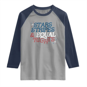 Stars Stripes And Equal Rights Raglan Shirt 4th Of July Liberal American TS11 Sport Gray Navy Print Your Wear