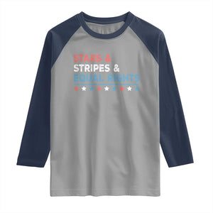 Stars Stripes And Equal Rights Raglan Shirt 4th Of July Women's Rights TS11 Sport Gray Navy Print Your Wear