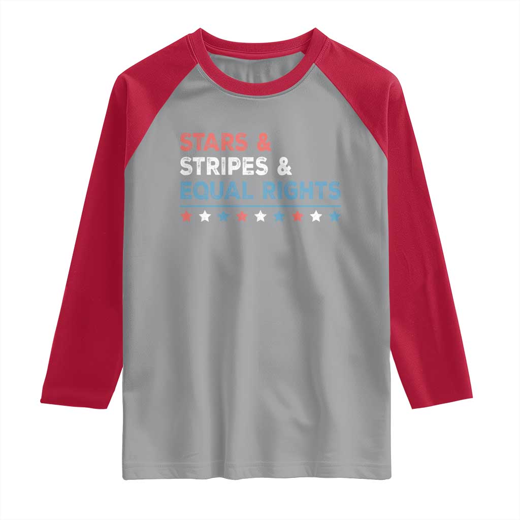 Stars Stripes And Equal Rights Raglan Shirt 4th Of July Women's Rights TS11 Sport Gray Red Print Your Wear