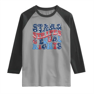 Stars Stripes And Equal Rights Raglan Shirt Groovy Retro 4th Of July TS10 Sport Gray Black Print Your Wear