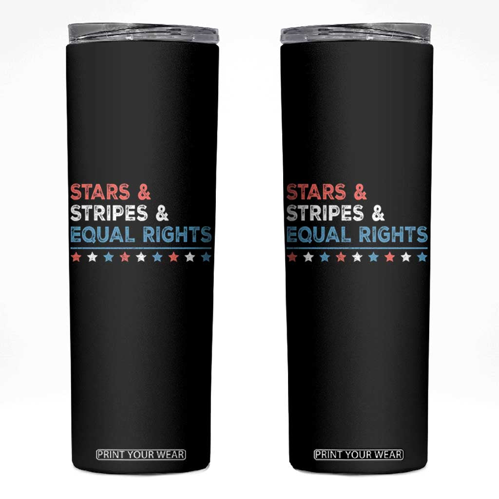 Stars Stripes And Equal Rights Skinny Tumbler 4th Of July Women's Rights TS11 Black Print Your Wear