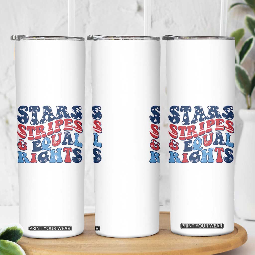 Stars Stripes And Equal Rights Skinny Tumbler Groovy Retro 4th Of July TS10 Print Your Wear