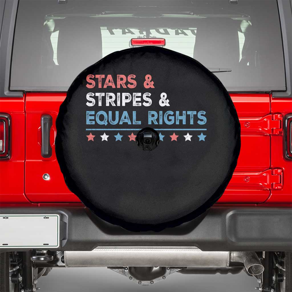 Stars Stripes And Equal Rights Spare Tire Cover 4th Of July Women's Rights TS11 Black Print Your Wear