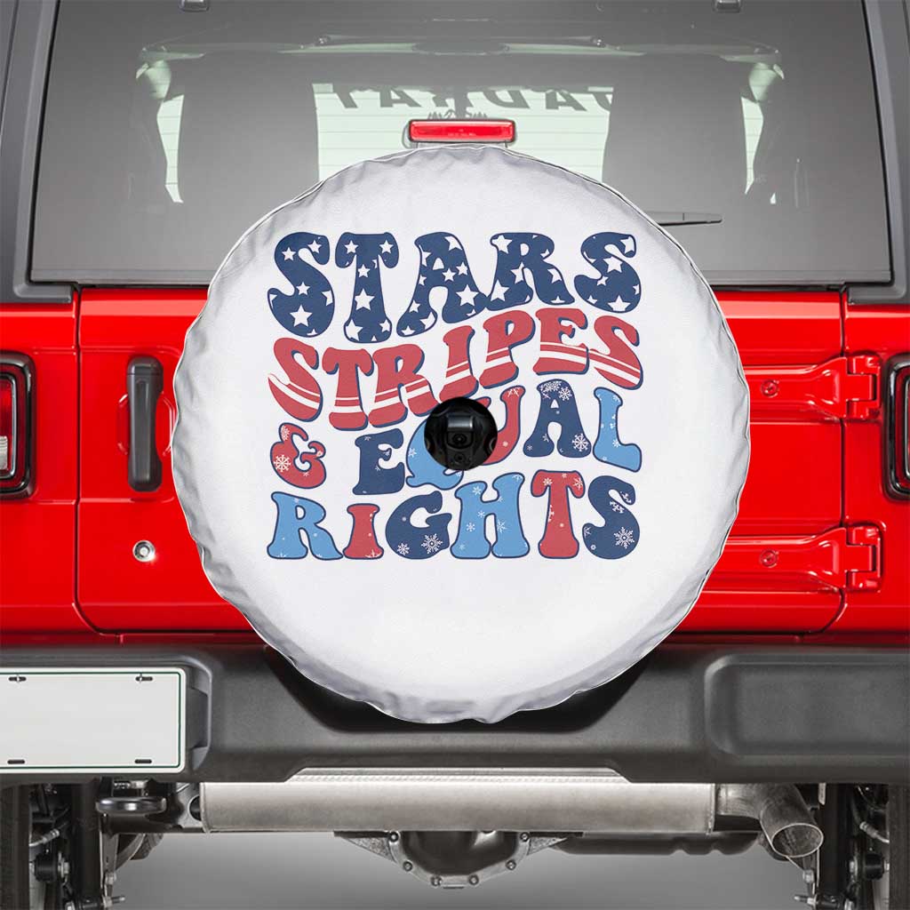 Stars Stripes And Equal Rights Spare Tire Cover Groovy Retro 4th Of July TS10 White Print Your Wear