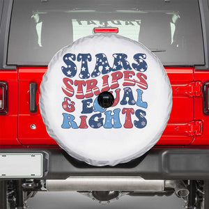 Stars Stripes And Equal Rights Spare Tire Cover Groovy Retro 4th Of July TS10 White Print Your Wear