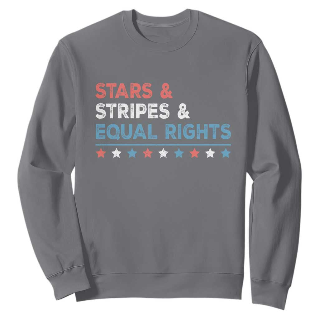 Stars Stripes And Equal Rights Sweatshirt 4th Of July Women's Rights TS11 Charcoal Print Your Wear