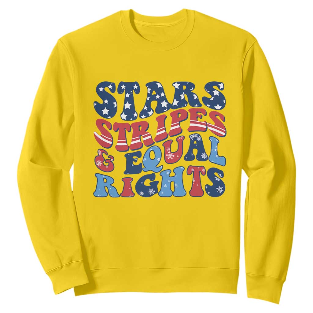 Stars Stripes And Equal Rights Sweatshirt Groovy Retro 4th Of July TS10 Daisy Print Your Wear
