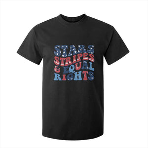 Stars Stripes And Equal Rights T Shirt For Kid Groovy Retro 4th Of July TS10 Black Print Your Wear