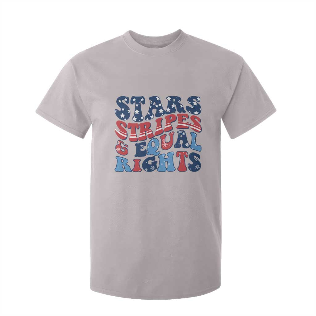 Stars Stripes And Equal Rights T Shirt For Kid Groovy Retro 4th Of July TS10 Ice Gray Print Your Wear
