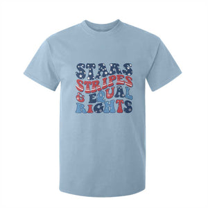 Stars Stripes And Equal Rights T Shirt For Kid Groovy Retro 4th Of July TS10 Light Blue Print Your Wear