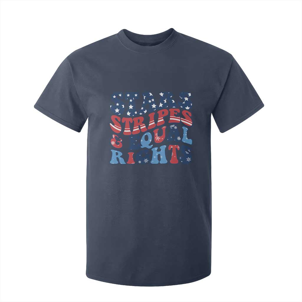 Stars Stripes And Equal Rights T Shirt For Kid Groovy Retro 4th Of July TS10 Navy Print Your Wear