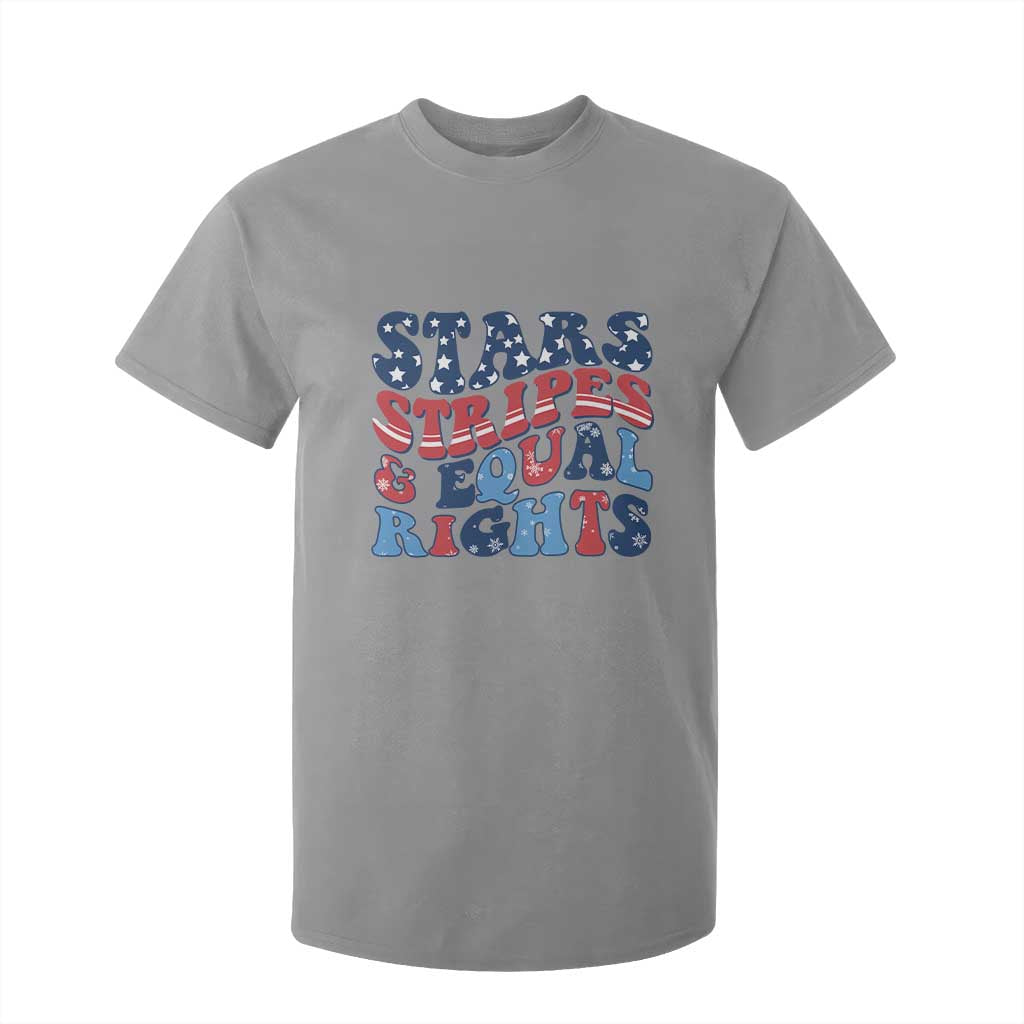 Stars Stripes And Equal Rights T Shirt For Kid Groovy Retro 4th Of July TS10 Sport Gray Print Your Wear