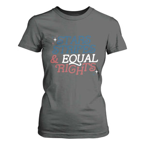 Stars Stripes And Equal Rights T Shirt For Women 4th Of July Liberal American TS11 Dark Heather Print Your Wear