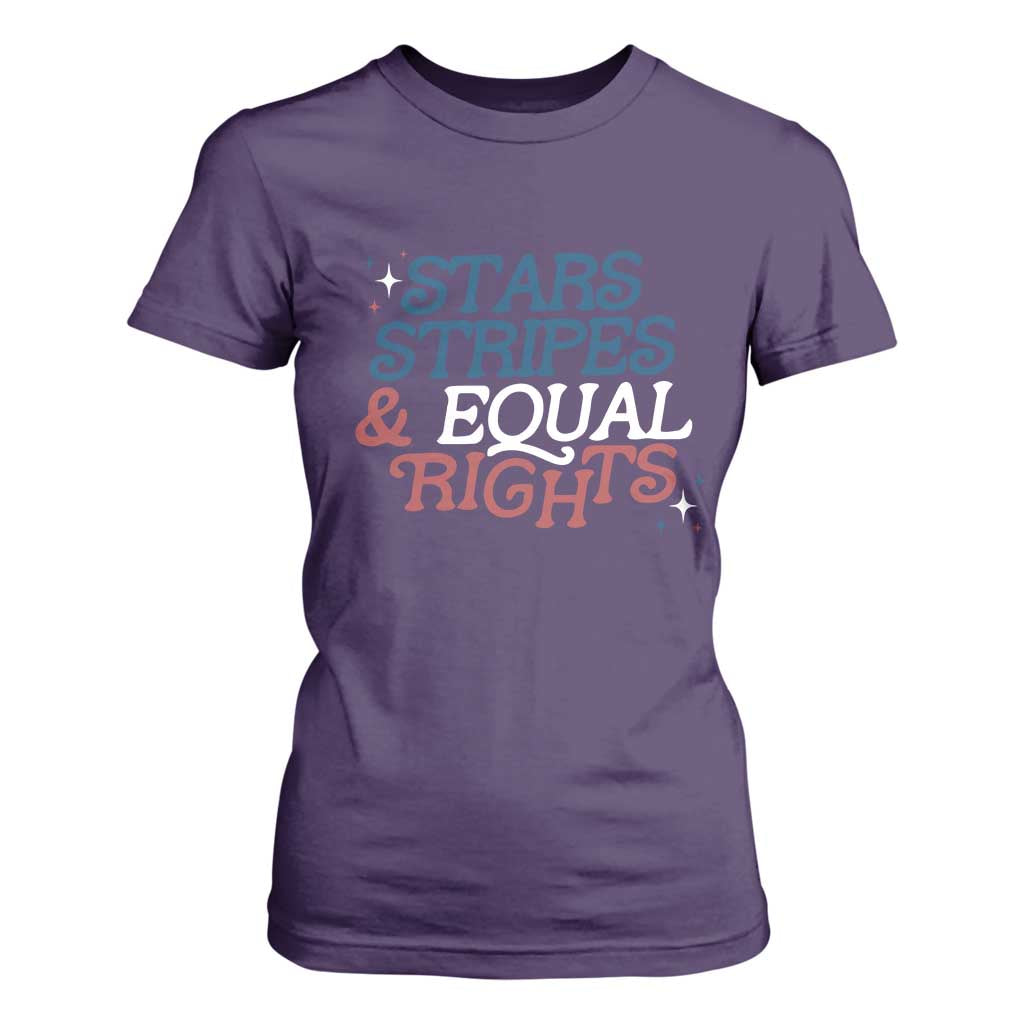 Stars Stripes And Equal Rights T Shirt For Women 4th Of July Liberal American TS11 Purple Print Your Wear