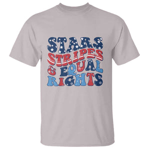 Stars Stripes And Equal Rights T Shirt Groovy Retro 4th Of July TS10 Ice Gray Print Your Wear