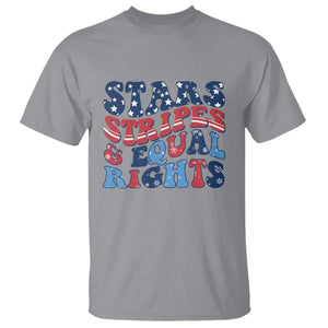 Stars Stripes And Equal Rights T Shirt Groovy Retro 4th Of July TS10 Sport Gray Print Your Wear