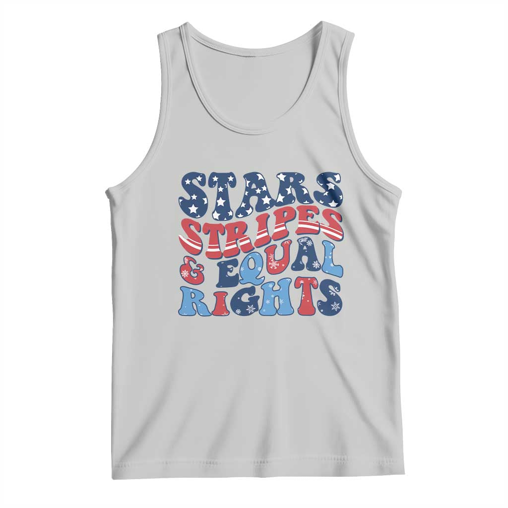 Stars Stripes And Equal Rights Tank Top Groovy Retro 4th Of July TS10 Ash Print Your Wear