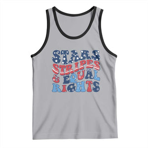 Stars Stripes And Equal Rights Tank Top Groovy Retro 4th Of July TS10 Athletic Heather Black Print Your Wear