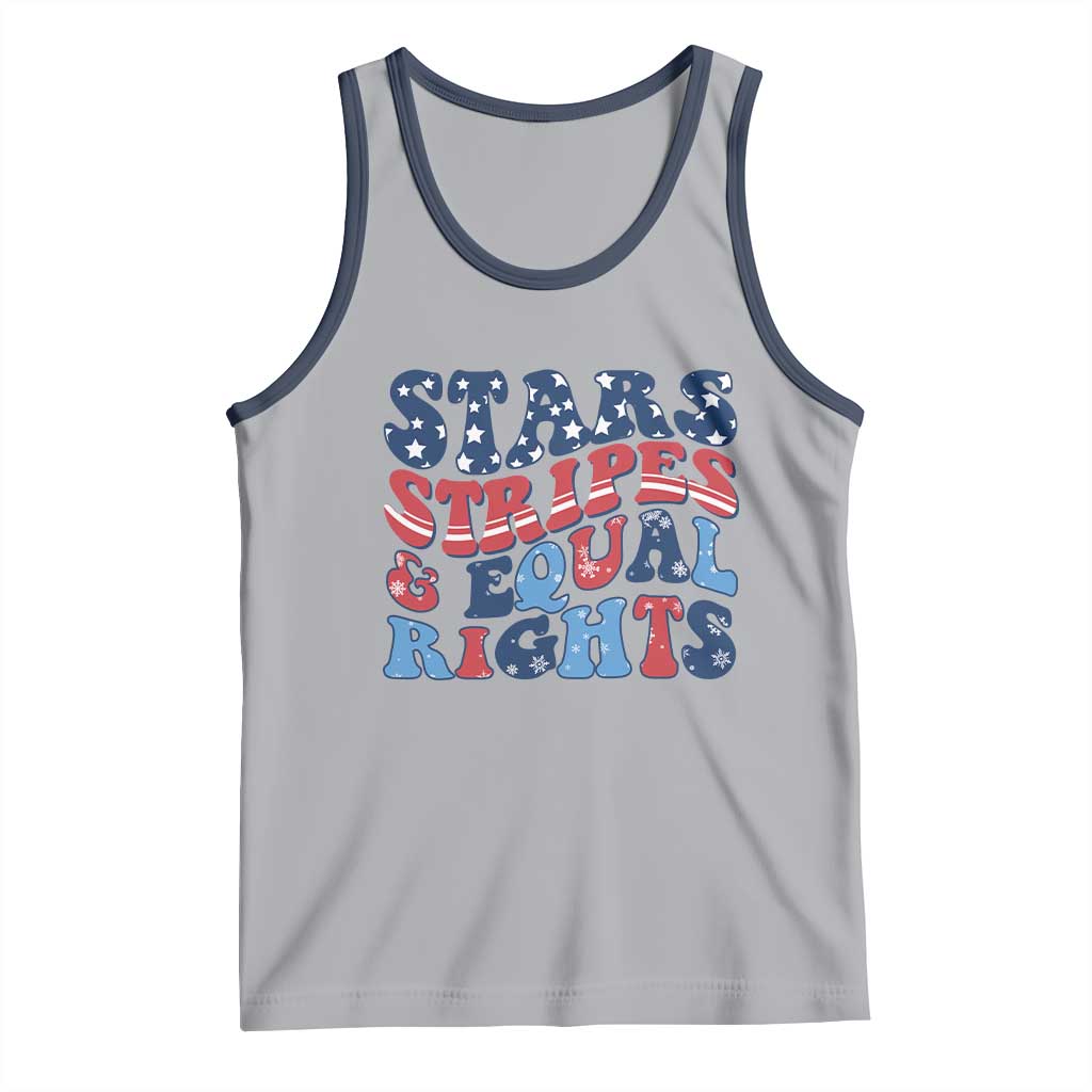 Stars Stripes And Equal Rights Tank Top Groovy Retro 4th Of July TS10 Athletic Heather Navy Print Your Wear