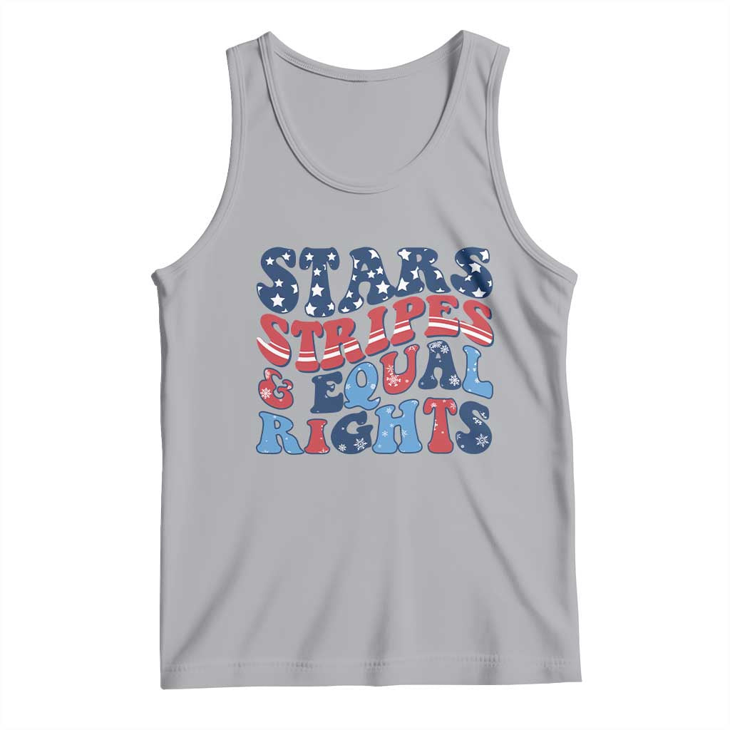 Stars Stripes And Equal Rights Tank Top Groovy Retro 4th Of July TS10 Athletic Heather Print Your Wear