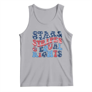Stars Stripes And Equal Rights Tank Top Groovy Retro 4th Of July TS10 Athletic Heather Print Your Wear
