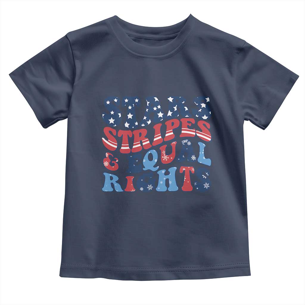 Stars Stripes And Equal Rights Toddler T Shirt Groovy Retro 4th Of July TS10 Navy Print Your Wear