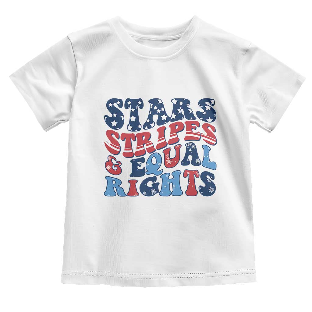 Stars Stripes And Equal Rights Toddler T Shirt Groovy Retro 4th Of July TS10 White Print Your Wear