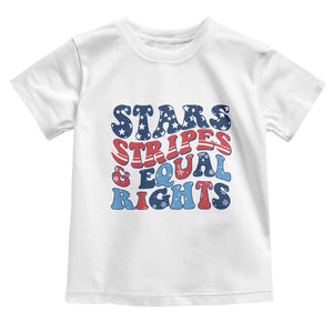 Stars Stripes And Equal Rights Toddler T Shirt Groovy Retro 4th Of July TS10 White Print Your Wear