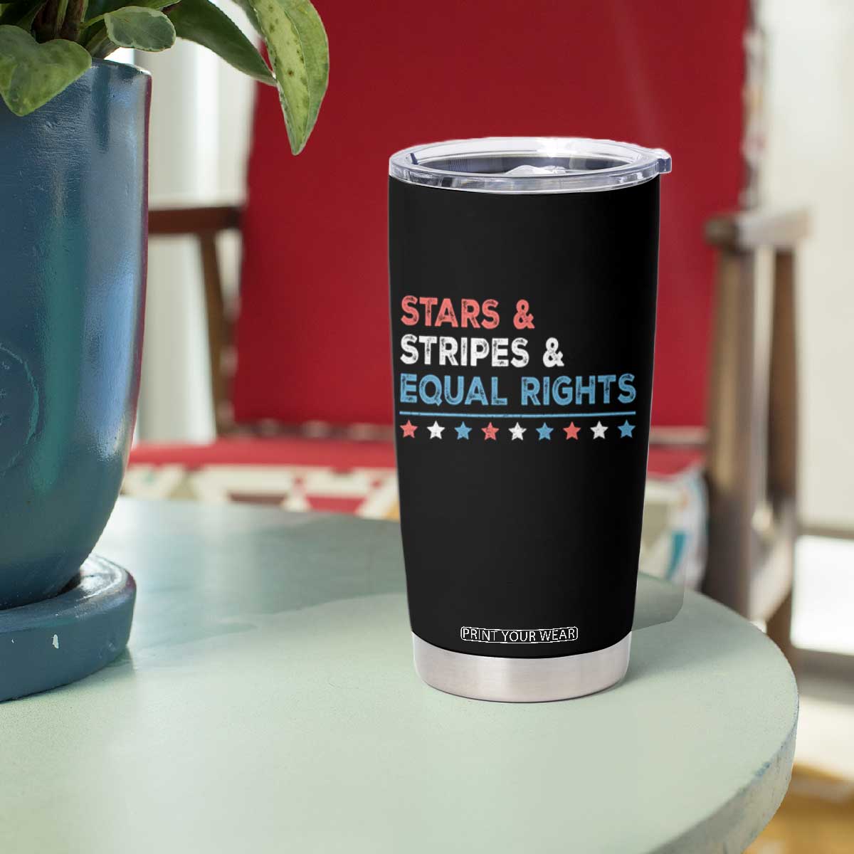 Stars Stripes And Equal Rights Tumbler Cup 4th Of July Women's Rights TS11 Print Your Wear