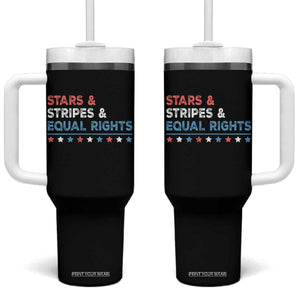 Stars Stripes And Equal Rights Tumbler With Handle 4th Of July Women's Rights TS11 One Size: 40 oz Black Print Your Wear