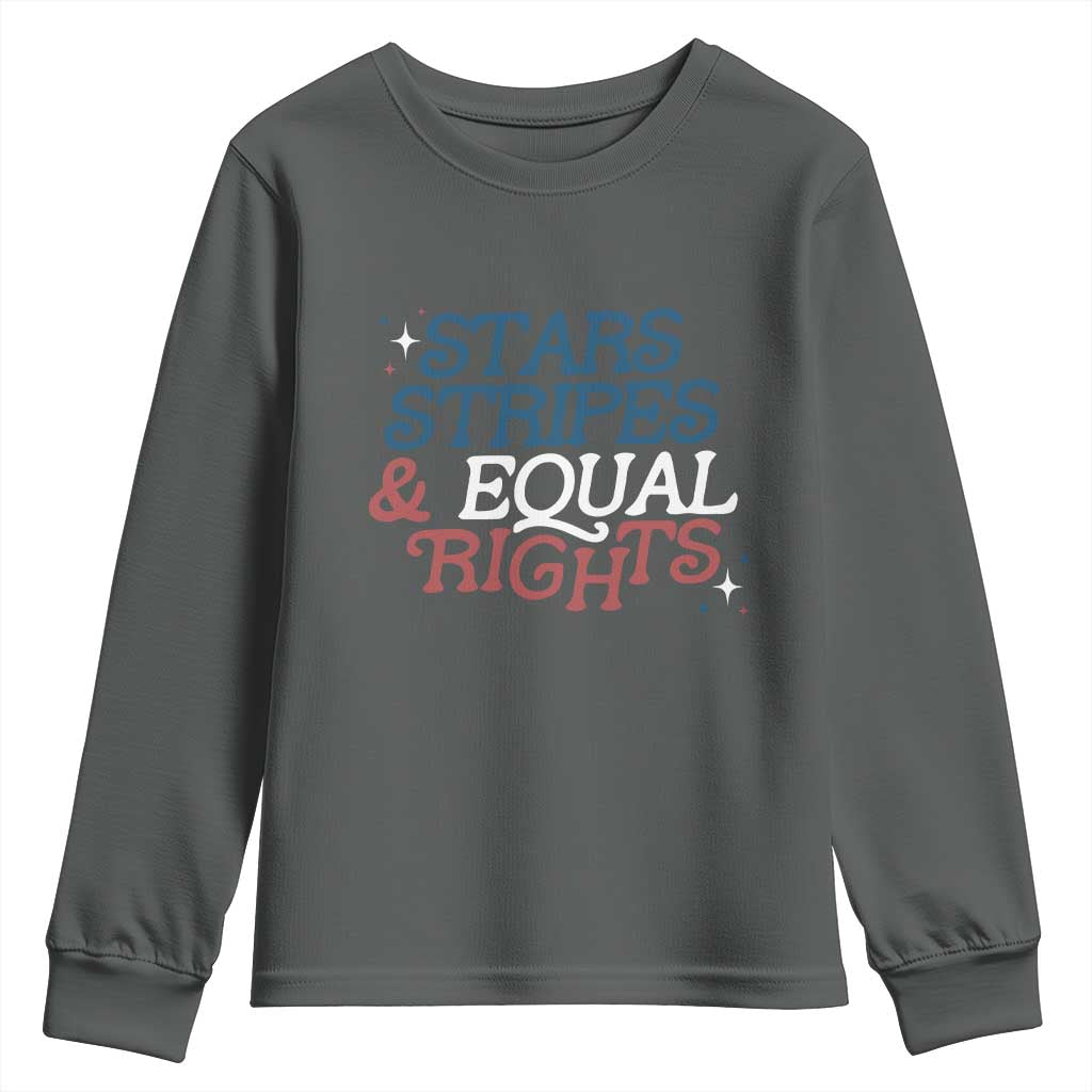 Stars Stripes And Equal Rights Youth Sweatshirt 4th Of July Liberal American TS11 Dark Heather Print Your Wear