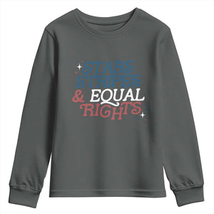 Stars Stripes And Equal Rights Youth Sweatshirt 4th Of July Liberal American TS11 Dark Heather Print Your Wear