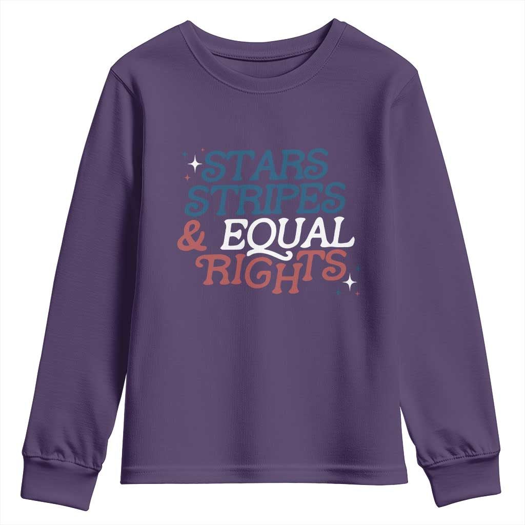 Stars Stripes And Equal Rights Youth Sweatshirt 4th Of July Liberal American TS11 Purple Print Your Wear