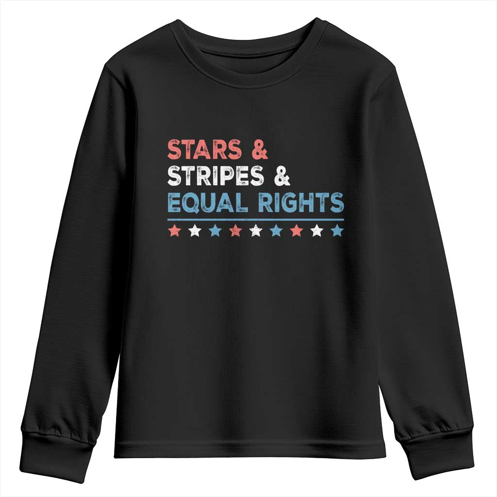 Stars Stripes And Equal Rights Youth Sweatshirt 4th Of July Women's Rights TS11 Black Print Your Wear