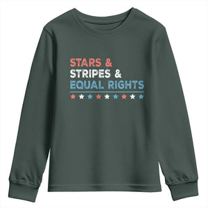 Stars Stripes And Equal Rights Youth Sweatshirt 4th Of July Women's Rights TS11 Dark Forest Green Print Your Wear