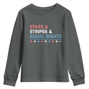 Stars Stripes And Equal Rights Youth Sweatshirt 4th Of July Women's Rights TS11 Dark Heather Print Your Wear