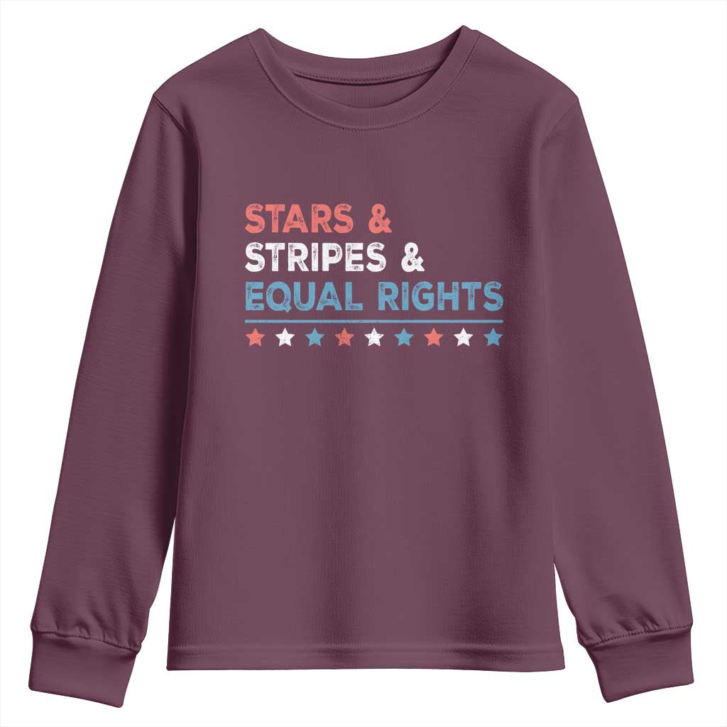 Stars Stripes And Equal Rights Youth Sweatshirt 4th Of July Women's Rights TS11 Maroon Print Your Wear
