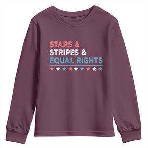 Stars Stripes And Equal Rights Youth Sweatshirt 4th Of July Women's Rights TS11 Maroon Print Your Wear