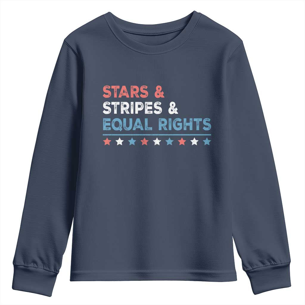 Stars Stripes And Equal Rights Youth Sweatshirt 4th Of July Women's Rights TS11 Navy Print Your Wear