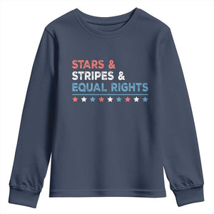 Stars Stripes And Equal Rights Youth Sweatshirt 4th Of July Women's Rights TS11 Navy Print Your Wear