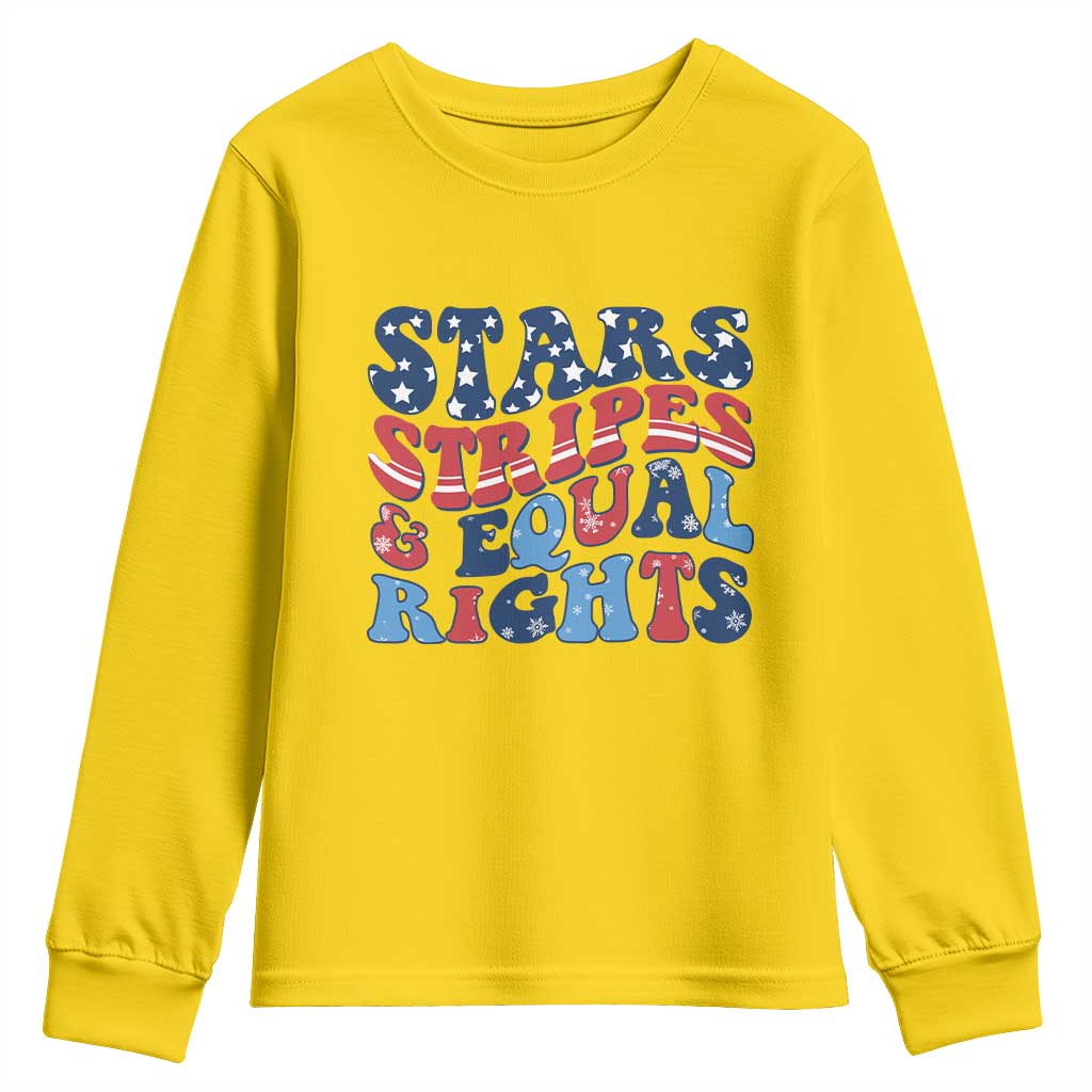 Stars Stripes And Equal Rights Youth Sweatshirt Groovy Retro 4th Of July TS10 Daisy Print Your Wear