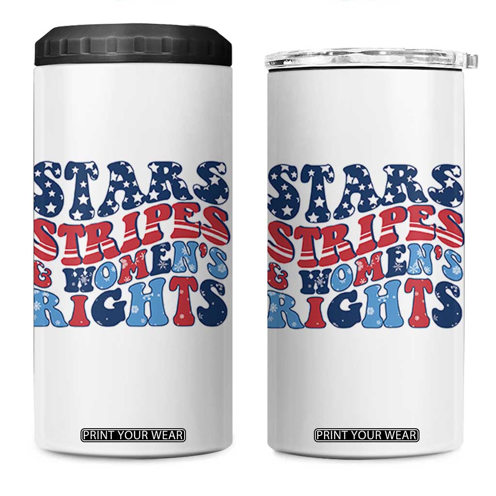 Stars Stripes And Women Rights 4 in 1 Can Cooler Tumbler Groovy Retro 4th Of July TS10 One Size: 16 oz White Print Your Wear