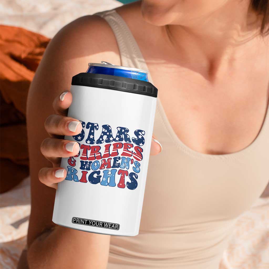 Stars Stripes And Women Rights 4 in 1 Can Cooler Tumbler Groovy Retro 4th Of July TS10 Print Your Wear