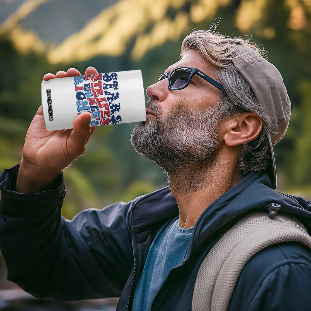 Stars Stripes And Women Rights 4 in 1 Can Cooler Tumbler Groovy Retro 4th Of July TS10 Print Your Wear