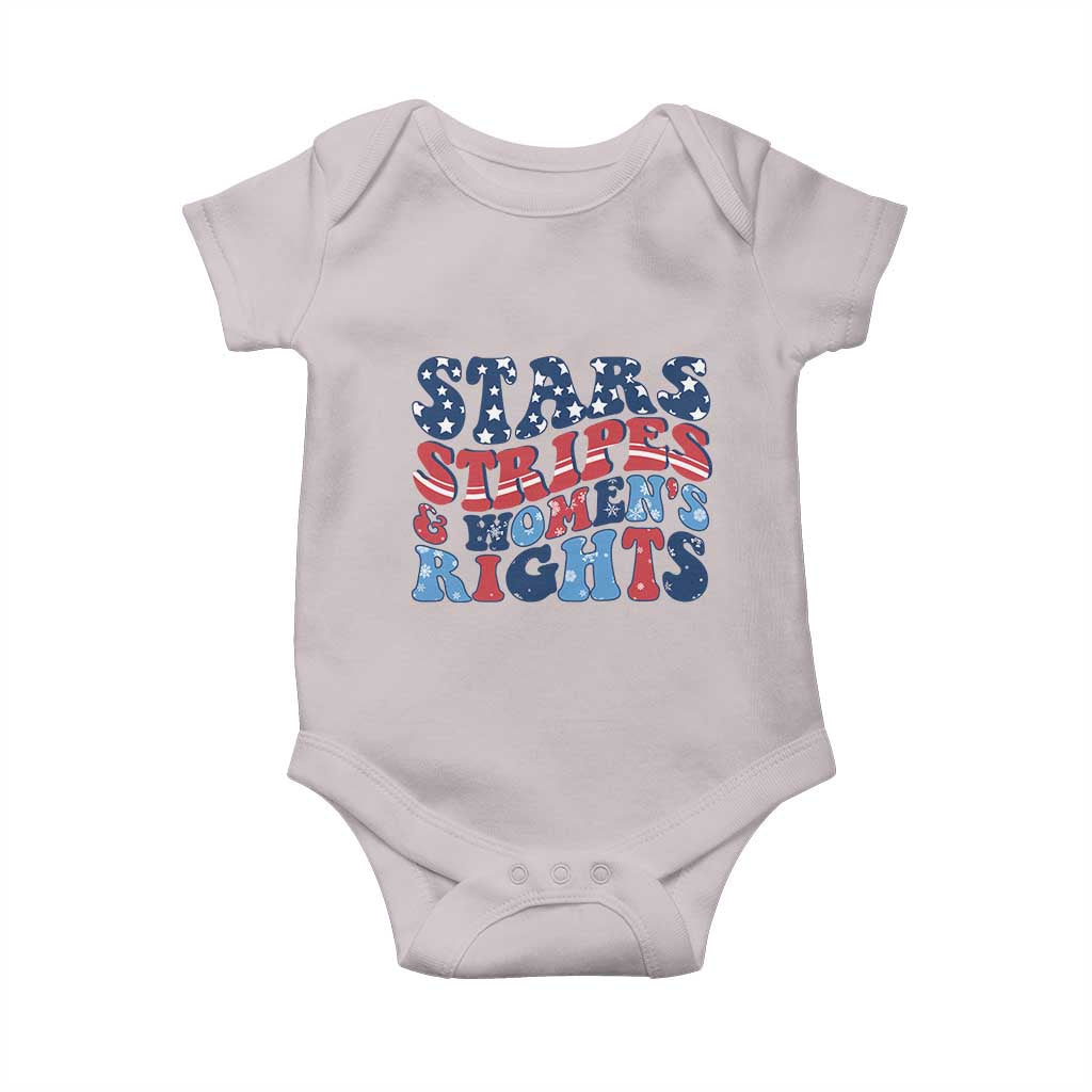 Stars Stripes And Women Rights Baby Onesie Groovy Retro 4th Of July TS10 Ice Gray Print Your Wear
