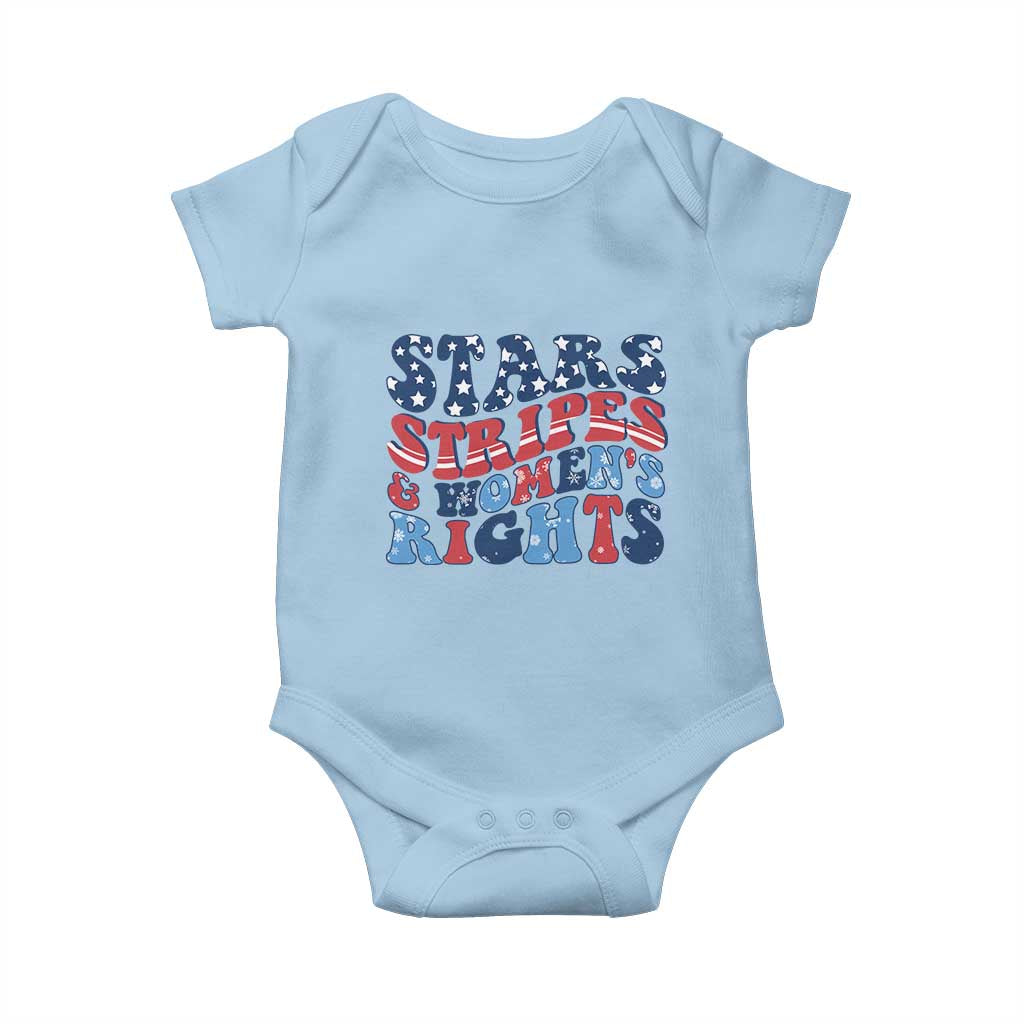 Stars Stripes And Women Rights Baby Onesie Groovy Retro 4th Of July TS10 Light Blue Print Your Wear