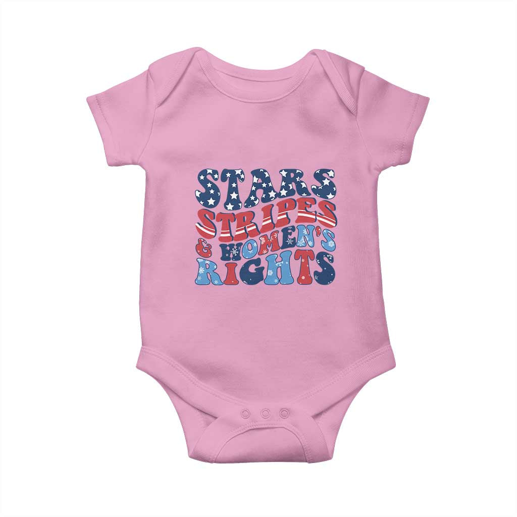 Stars Stripes And Women Rights Baby Onesie Groovy Retro 4th Of July TS10 Light Pink Print Your Wear