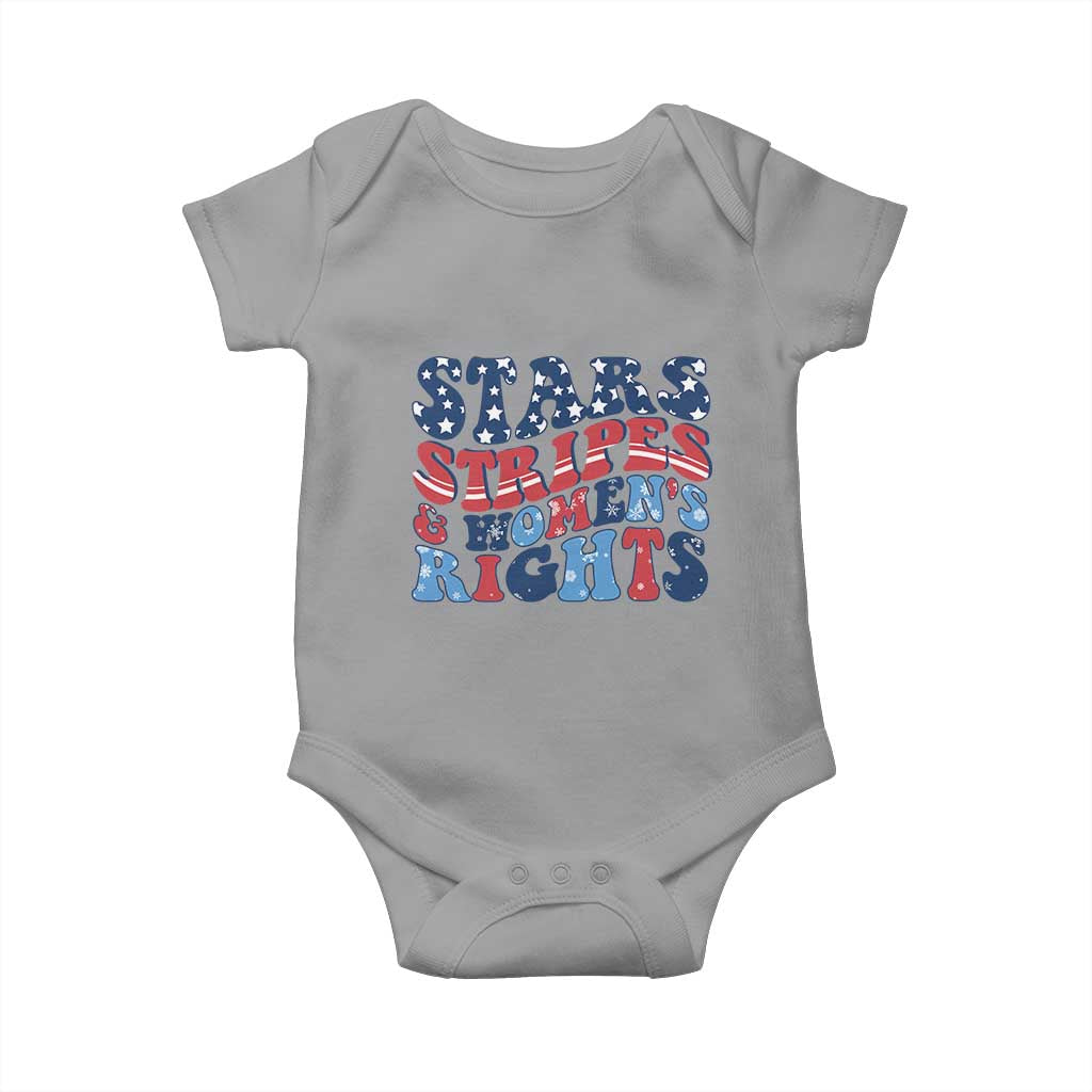 Stars Stripes And Women Rights Baby Onesie Groovy Retro 4th Of July TS10 Sport Gray Print Your Wear