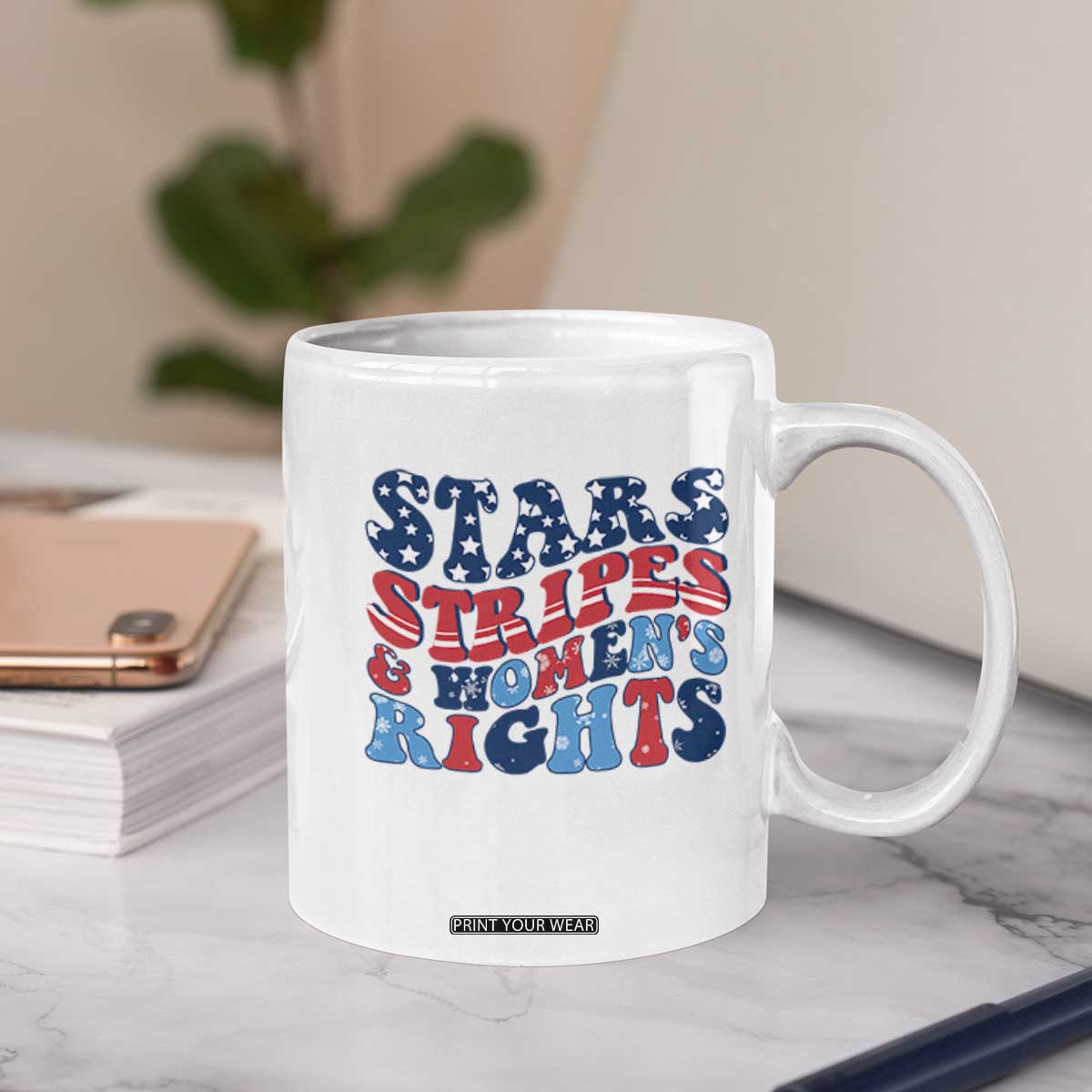Stars Stripes And Women Rights Coffee Mug Groovy Retro 4th Of July TS10 Print Your Wear